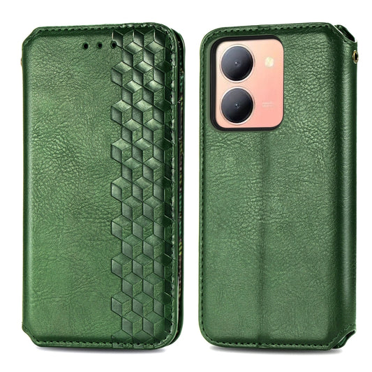 For vivo Y78 Cubic Grid Pressed Magnetic Leather Phone Case(Green) by bashfashion