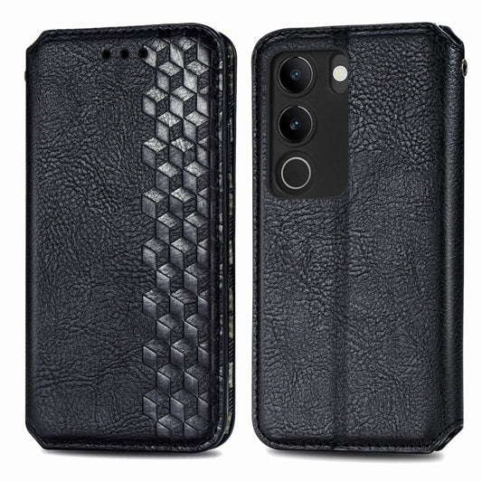 For vivo S17 Cubic Grid Pressed Magnetic Leather Phone Case(Black) by bashfashion