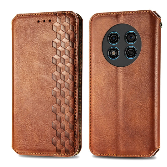 For Ulefone Note 15 Cubic Grid Pressed Magnetic Leather Phone Case(Brown) by bashfashion
