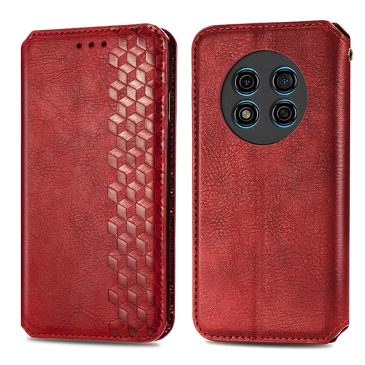 For Ulefone Note 15 Cubic Grid Pressed Magnetic Leather Phone Case(Red) by bashfashion