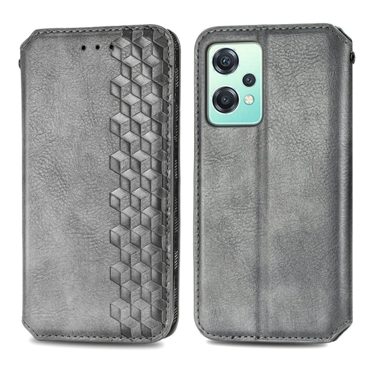 For OnePlus Nord CE 2 Lite 5G Cubic Grid Pressed Magnetic Leather Phone Case(Grey) by bashfashion