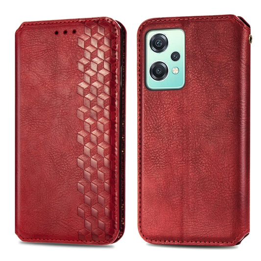 For OnePlus Nord CE 2 Lite 5G Cubic Grid Pressed Magnetic Leather Phone Case(Red) by bashfashion