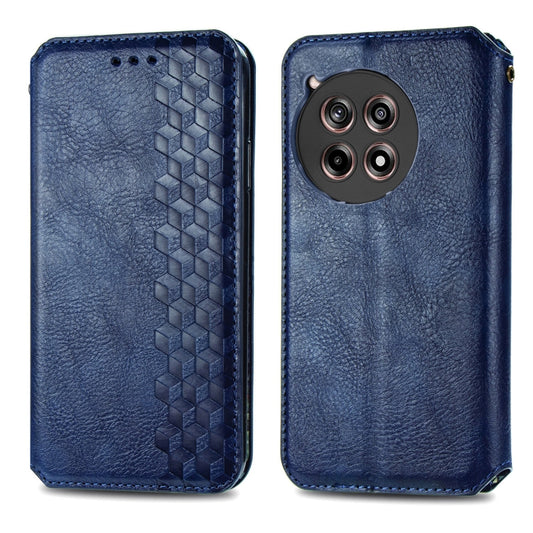 For OnePlus Ace 3 Cubic Grid Pressed Magnetic Leather Phone Case(Blue) by bashfashion