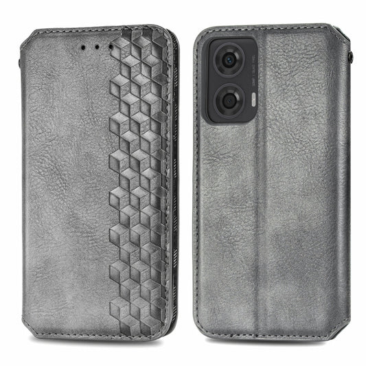 For OnePlus 12R Cubic Grid Pressed Magnetic Leather Phone Case(Grey) by bashfashion