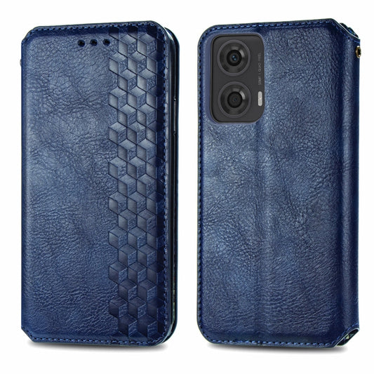 For OnePlus 12R Cubic Grid Pressed Magnetic Leather Phone Case(Blue) by bashfashion