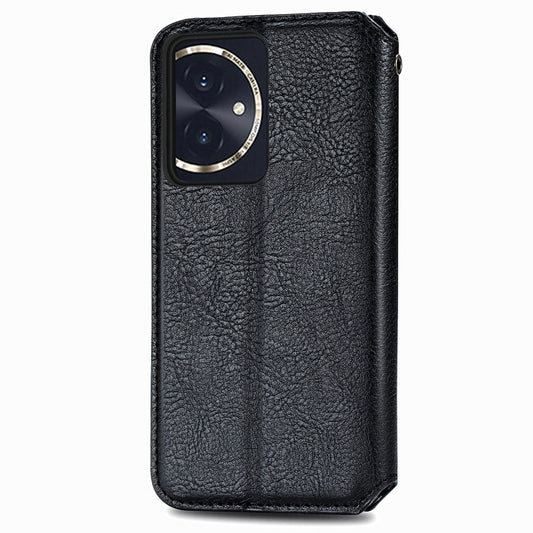 For Honor 100 5G Cubic Grid Pressed Magnetic Leather Phone Case(Black) by bashfashion