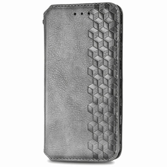 For Honor X7b 4G Cubic Grid Pressed Magnetic Leather Phone Case(Grey) by bashfashion