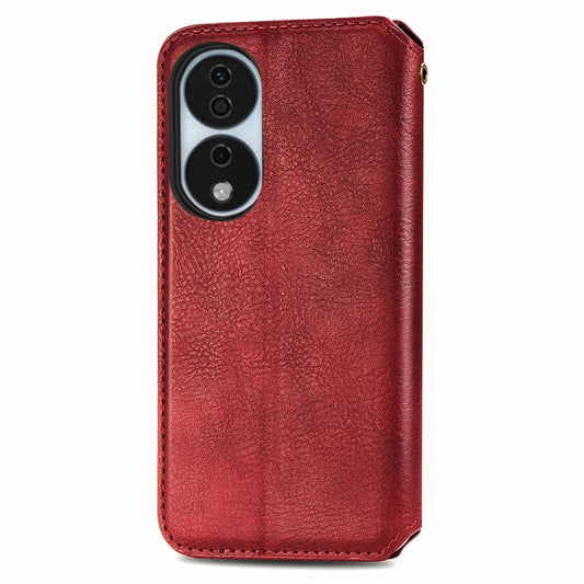 For Honor X7b 4G Cubic Grid Pressed Magnetic Leather Phone Case(Red) by bashfashion