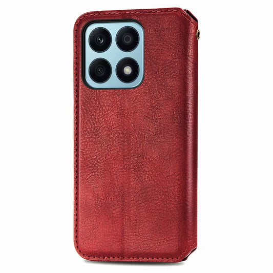 For Honor X8b 4G Cubic Grid Pressed Magnetic Leather Phone Case(Red) by bashfashion