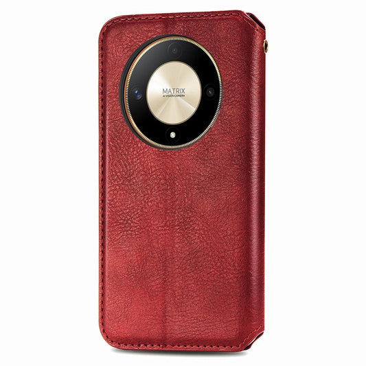 For Honor X9b 4G Cubic Grid Pressed Magnetic Leather Phone Case(Red) by bashfashion