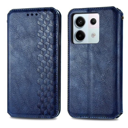 For Xiaomi Redmi Note 13 Pro Cubic Grid Pressed Magnetic Leather Phone Case(Blue) by bashfashion