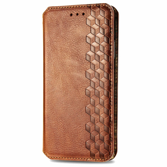For Xiaomi Redmi Note 12 Pro 5G Cubic Grid Pressed Magnetic Leather Phone Case(Brown) by bashfashion
