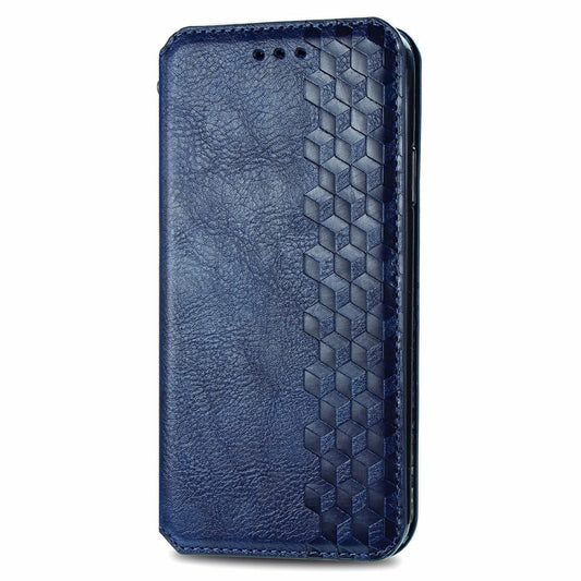 For Xiaomi Redmi Note 12 Pro 5G Cubic Grid Pressed Magnetic Leather Phone Case(Blue) by bashfashion