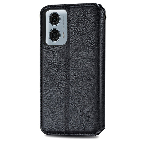 For Motorola Moto G24 Power 4G Cubic Grid Pressed Magnetic Leather Phone Case(Black) by bashfashion