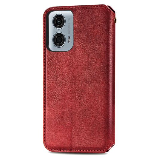 For Motorola Moto G24 Power 4G Cubic Grid Pressed Magnetic Leather Phone Case(Red) by bashfashion