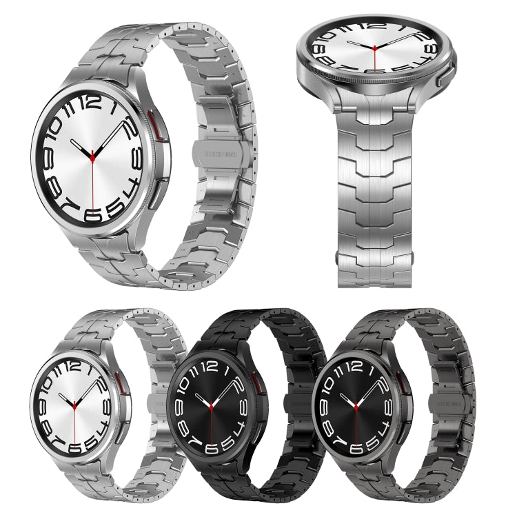 For Samsung Galaxy Watch6 Classic 43 / 47mm Lron Man Curved Connection Stainless Steel Watch Band(Silver) by bashfashion