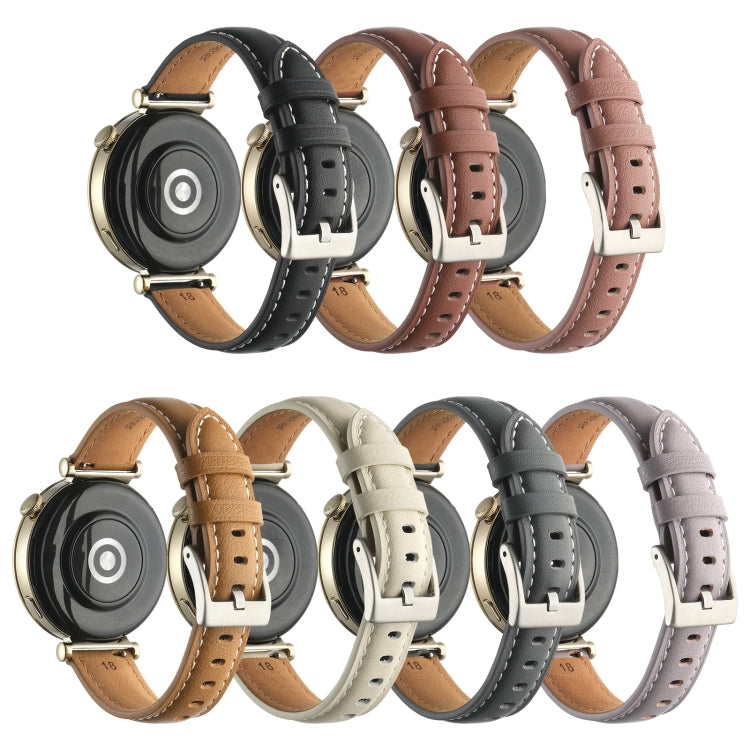 For Huawei Watch GT4 41mm 18mm Thread Pin Buckle Leather Watch Band(Black) by bashfashion