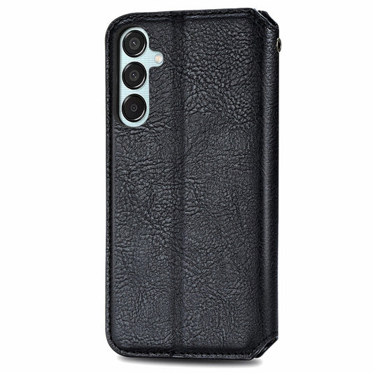 For Samsung Galaxy M15 Cubic Grid Pressed Magnetic Leather Phone Case(Black) by bashfashion