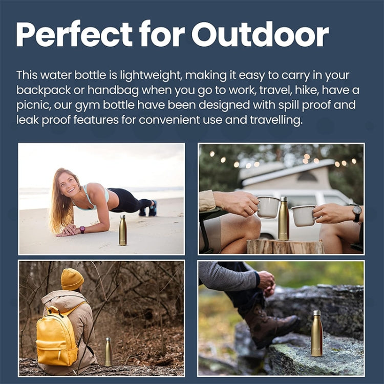 JUNSUNMAY 304 Stainless Steel Double-layer Vacuum Insulated Water Bottle, Capacity:500ml(Golden) by JUNSUNMAY