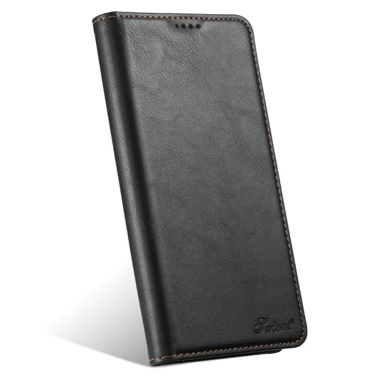 For iPhone 16 Pro Max Suteni J02 Oil Wax Wallet Leather Phone Case(Black) by Suteni