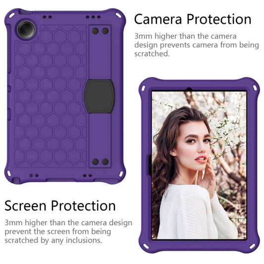 For Samsung Galaxy Tab A11+ / A9+ Honeycomb EVA Hybrid PC Tablet Case with Strap(Purple+Black) by bashfashion