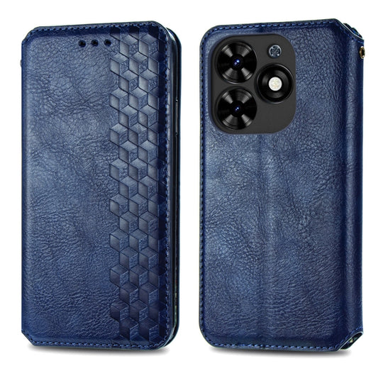 For Tecno Spark Go 2024 Cubic Grid Pressed Magnetic Leather Phone Case(Blue) by bashfashion