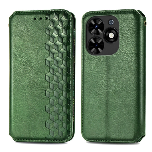 For Tecno Spark Go 2024 Cubic Grid Pressed Magnetic Leather Phone Case(Green) by bashfashion