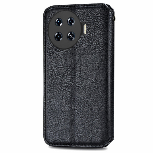 ForTecno Spark 20 Pro+ Cubic Grid Pressed Magnetic Leather Phone Case(Black) by bashfashion