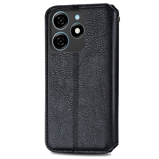 For Tecno Spark 20 4G Cubic Grid Pressed Magnetic Leather Phone Case(Black) by bashfashion