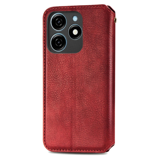 For Tecno Spark 20 4G Cubic Grid Pressed Magnetic Leather Phone Case(Red) by bashfashion