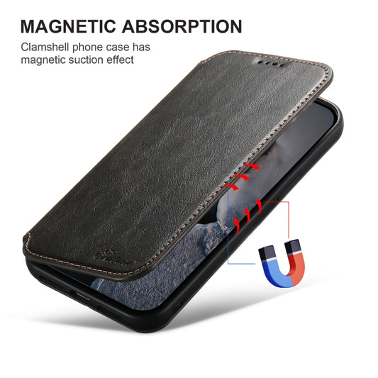 For iPhone 16 Plus Suteni J05 Leather Magnetic MagSafe Phone Case(Black) by Suteni