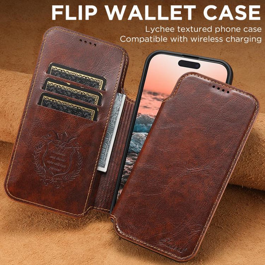 For iPhone 17 Pro Suteni J05 Leather Magnetic MagSafe Phone Case(Khaki) by Suteni