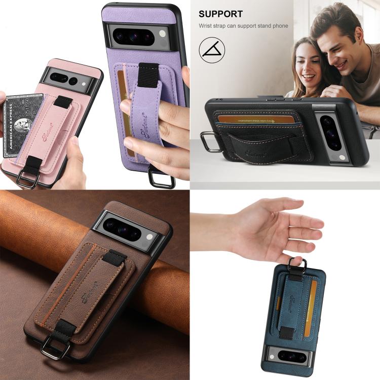 For Google Pixel 8 Pro Suteni H13 Litchi Leather Wrist Strap Wallet Back Phone Case(Brown) by Suteni