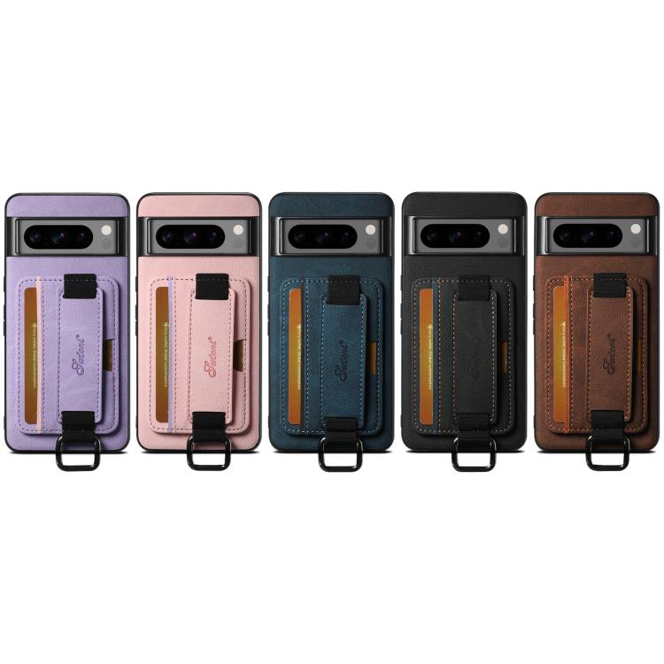 For Google Pixel 9 Suteni H13 Litchi Leather Wrist Strap Wallet Back Phone Case(Purple) by Suteni