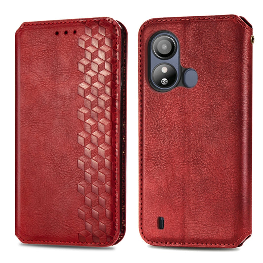 For ZTE Blade L220 Cubic Grid Pressed Magnetic Leather Phone Case(Red) by bashfashion