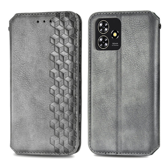 For ZTE Blade A73 4G Cubic Grid Pressed Magnetic Leather Phone Case(Grey) by bashfashion