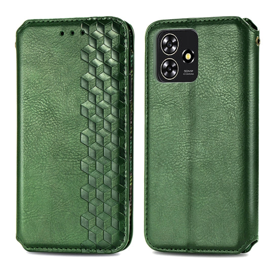 For ZTE Blade A73 4G Cubic Grid Pressed Magnetic Leather Phone Case(Green) by bashfashion