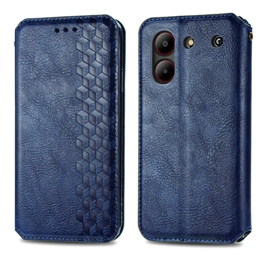 For ZTE Blade A54 Cubic Grid Pressed Magnetic Leather Phone Case(Blue) by bashfashion