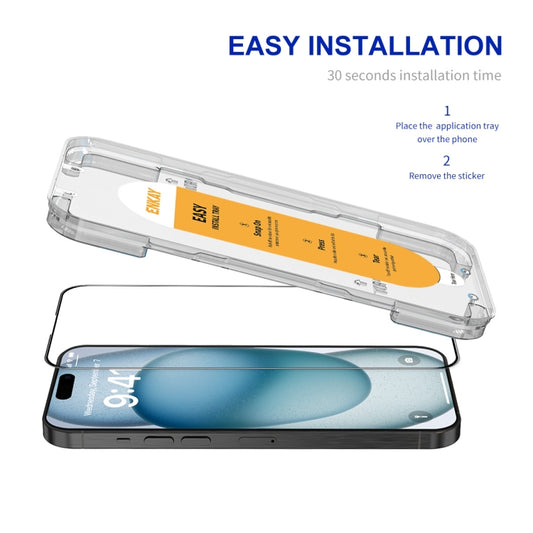 For iPhone 15 ENKAY Easy Install High Alumina Silicon Full Glass Film by ENKAY