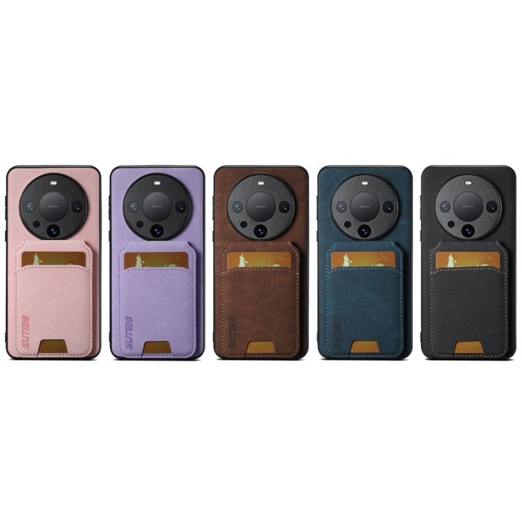 For Huawei Mate 60 Pro+ Suteni H02 Litchi Leather Card Wallet Stand Back Phone Case(Black) by Suteni