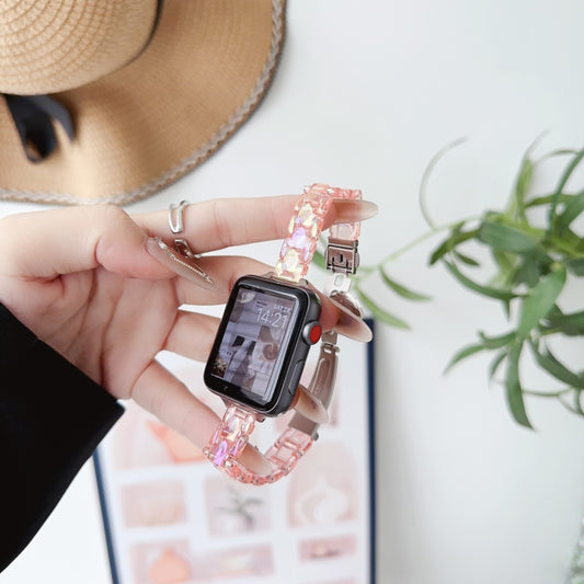 For Apple Watch Series 8 41mm Laser PC Colorful 12mm Slim Watch Band(Pink) by bashfashion