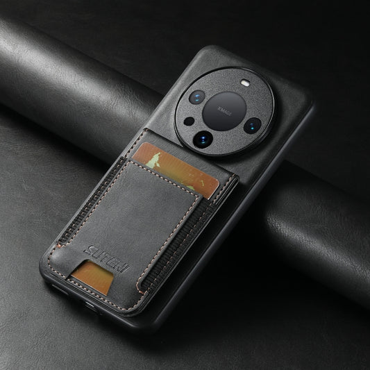 For Huawei Mate 60 Pro+ Suteni H03 Oil Wax Leather Wallet Stand Back Phone Case(Black) by Suteni