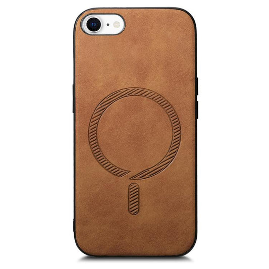 For iPhone 16e Solid Color Retro Magsafe PU Back Cover Phone Case(Brown) by bashfashion