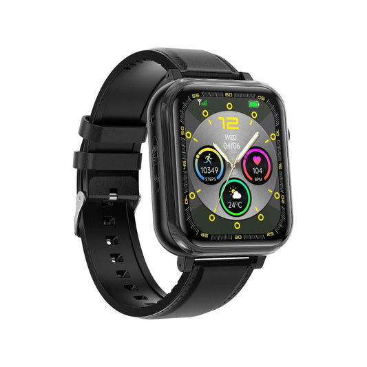 G18 1.83 inch Color Screen Smart Watch Leather Strap, Support Noninvasive Blood Sugar / Uric Acid(Black) by bashfashion