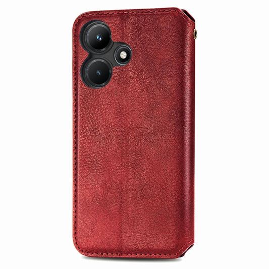 For Infinix Hot 30i Cubic Grid Pressed Magnetic Leather Phone Case(Red) by bashfashion