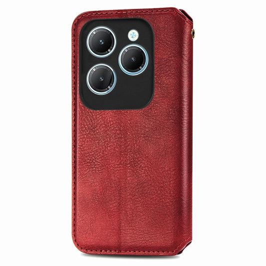For Infinix Hot 40 4G Cubic Grid Pressed Magnetic Leather Phone Case(Red) by bashfashion