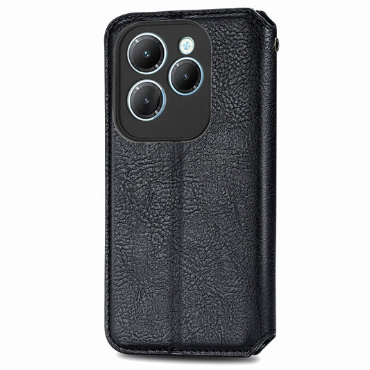 For Infinix Hot 40 Pro Cubic Grid Pressed Magnetic Leather Phone Case(Black) by bashfashion
