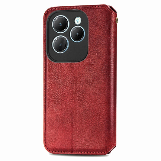 For Infinix Hot 40 Pro Cubic Grid Pressed Magnetic Leather Phone Case(Red) by bashfashion