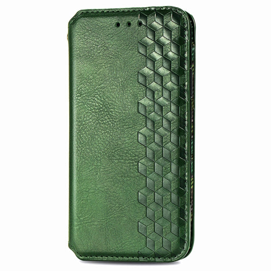 For Infinix Hot 40 Pro Cubic Grid Pressed Magnetic Leather Phone Case(Green) by bashfashion