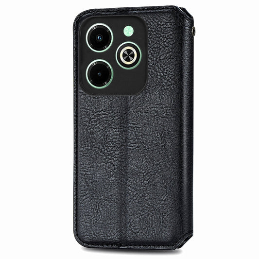 For Infinix Hot 40i Cubic Grid Pressed Magnetic Leather Phone Case(Black) by bashfashion